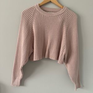 Aeropostale pink ribbed medium weight cropped sweater size medium